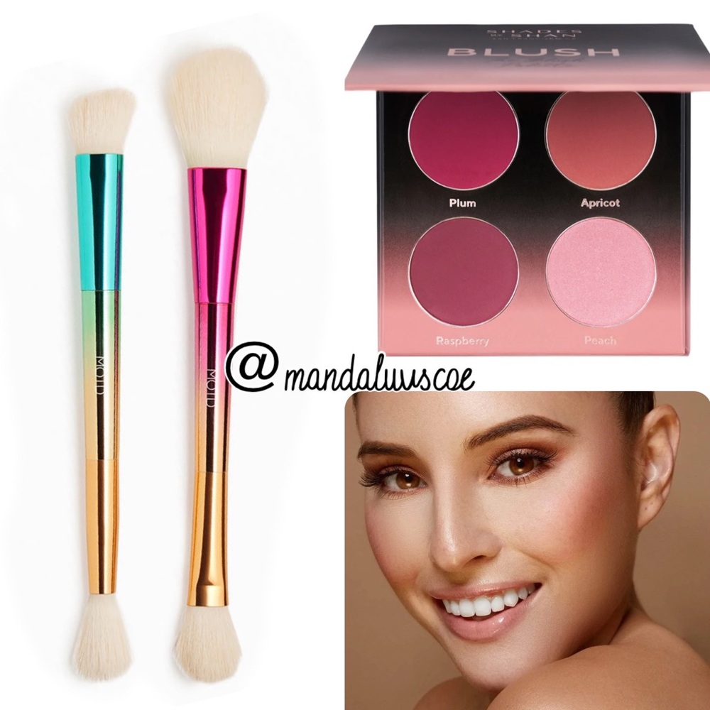 💗SHADES BY SHAN BLUSH PALETTE & MOTD CHROMATIC METALLIC FACE MAKEUP BRUSHES